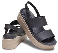 Crocs čierne na platforme sandále Brooklyn Low Wedge W Black/Mushroom