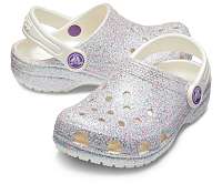 Crocs farebné dievčenské šľapky Classic Glitter Clog Oyster