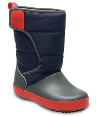 Crocs modré chlapčenské sněhule LodgePoint Snow Boot K Navy/Slate Grey