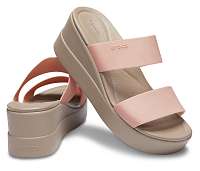 Crocs púdrové na klínku šľapky Brooklyn Mid Wedge W Blush