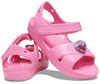 Crocs ružové dievčenské sandále Classic Cross Strap Charm Sandal Pink Lemonade
