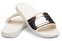 Crocs smotanové šľapky Sloane Metal Block Slide Multi Rose Gold/Oyster - W11