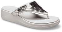 Crocs strieborné žabky na platforme Monterey Metallic Wedge