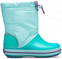 Crocs tyrkysové snehule Crocband Lodgepoint Boot Ice Blue/Tropical Teal