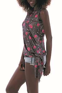Culito from Spain metalický top Flores Rojas Blusa - XL