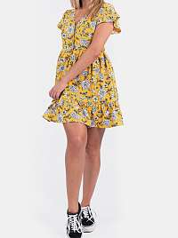 Culito from Spain žlté kvetované šaty Midi Amarillo Mini Flor