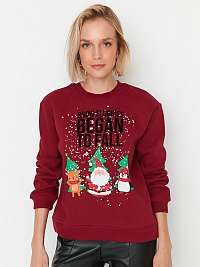 Dámska bordová mikina s vianočným motívom Trendyol