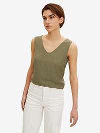 Dámske ľanové základné tielko Tom Tailor v khaki farbe