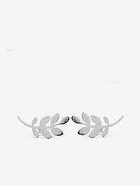 Dámske malé náušnice s motívom listov v striebornej farbe VUCH Leaves Silver