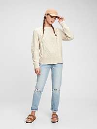 Dámske - Pletený sveter so vzorom Béžová
