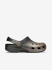 Dámske trblietavé papuče v zlato-čiernej farbe Crocs