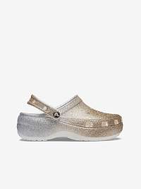 Dámske trblietavé papuče v zlato-striebornej farbe Crocs