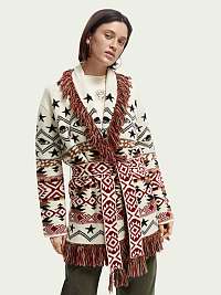 Dámsky hnedý a krémový vzorovaný sveter s vlnou Scotch & Soda