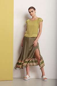 Deha zelená asymetrická sukňa s farebnými motívmi