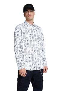Desigual biele pánska košeľa Cam Tirso