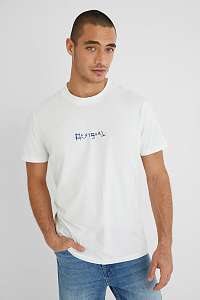 Desigual biele pánske tričko Surf Collage s logom