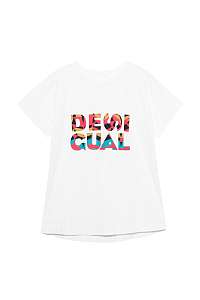 Desigual biele športové tričko TS CO Etchnic s farebným logom - L