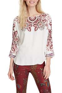 Desigual biely top Blus Lumbe s farebnými motívmi - M