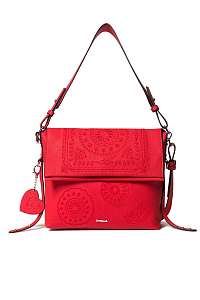 Desigual červená crossbody kabelka Bols Soft Bandana Kiev s výšivkou