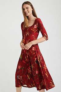 Desigual červené midi šaty Flowers Qais