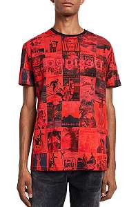 Desigual červené pánske tričko TS Postcard Rojo s logom