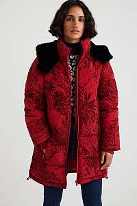 Desigual červené vzorovaná prešívaná kabát Japan