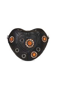 Desigual čierna kabelka Bols Flower Heart s výšivkami