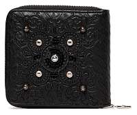 Desigual čierna malá peňaženka Mone Majestic Zip Square s výšivkou