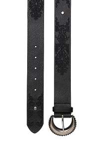 Desigual čierne dámsky opasok Belt Black Metal s výšivkou - 90