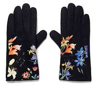 Desigual čierne rukavice Gloves Flowerish