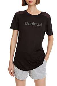 Desigual čierne športové tričko Essentials Tee s logom