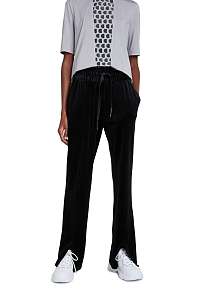 Desigual čierne tepláky Pant Pintuck Solid Color Black Velour