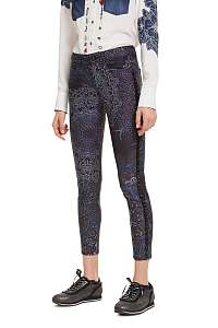 Desigual čierne vzorované nohavice Pant Yallon s lampasmi