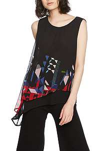 Desigual čierny top Lauretta s geometrickými vzormi