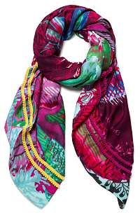 Desigual fuchsiové šatka Foul Florest Luminescent