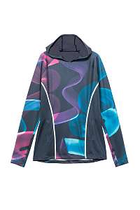 Desigual modrá športová mikina Hood Long Tee Arty s farebnými motívmi - L