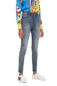 Desigual modré džínsy Denim Fraternité s nízkym sedom -