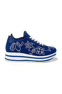 Desigual modré tenisky na platforme Shoes Platform Floral Chain -