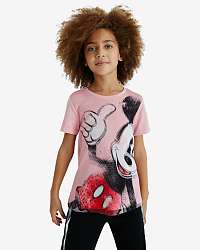 Desigual ružové dievčenské tričko Mary Mickey