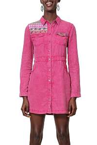 Desigual ružové košeľové šaty Vest Zagori