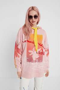 Desigual ružovo-žltá oversize dámska mikina Sweat Tropical Barceloneta
