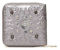 Desigual strieborná malá peňaženka Mone Majestic Zip Square s výšivkou