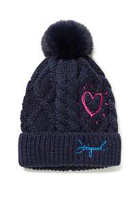 Desigual tmavomodrá detská čiapka Gorro Heart - L/XL