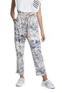 Desigual vzorované nohavice Pant Tropical s opaskom