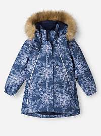 Detská nepremokavá zimná bunda Reima Silda s modrým vzorom