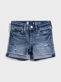 Detské džínsové kraťasy distressed denim midi shorts with stretch Modrá