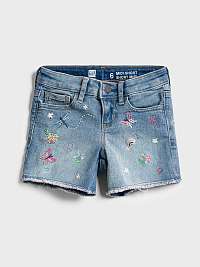 Detské džínsové kraťasy embroidered midi shorts with stretch Modrá