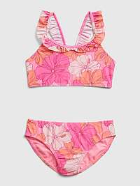 Detské plavky recycled ruffle floral bikini Ružová