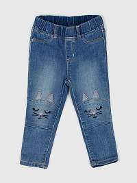 Dievčatá - Detské džínsy s pružným pásom Modrá