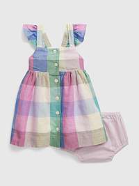 Dievčatá - Detské kockované šaty Farebná